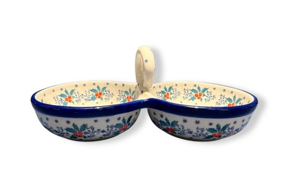 942 Bunzlau dubbele schaal met handvat (oog) 2973X Overige Schalen